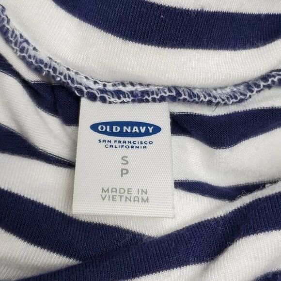 Old Navy Women’s Strapless Maxi Dress Size Small Navy White Stripe with Coral He - Picture 4 of 6